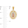 Thumbnail Image 2 of Diamond-Cut and Beaded Ornate Frame Our Lady of Guadalupe Tri-Tone Necklace Charm in 10K Solid Gold