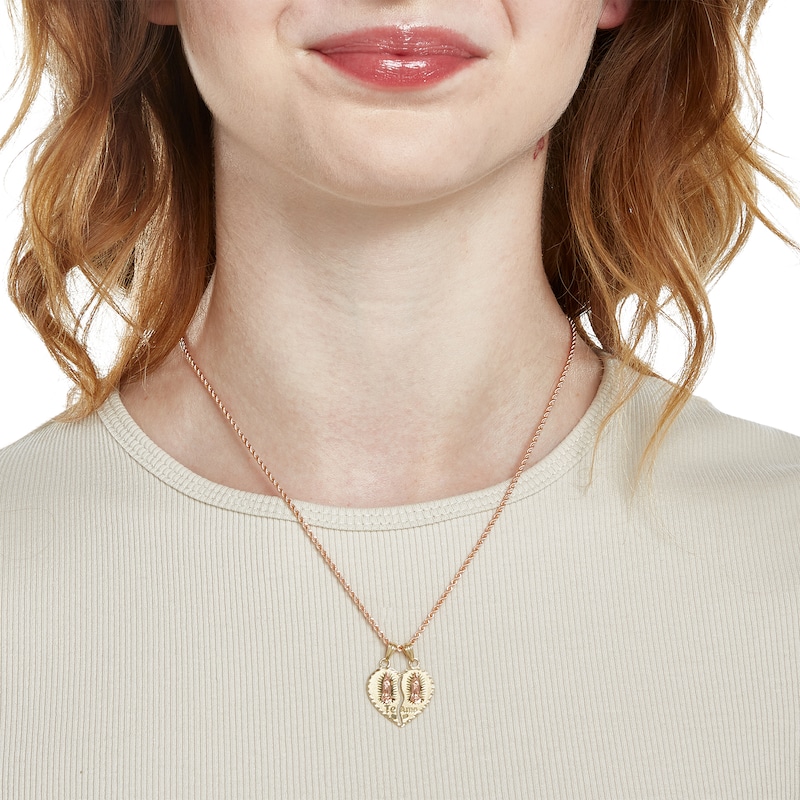 Main Image 3 of "Te Amo" Breakable Heart Cross Charm in 10K Two-Tone Gold