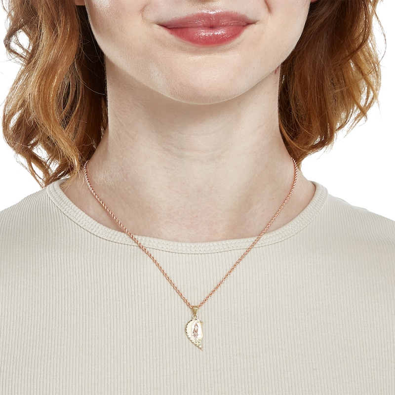 Main Image 4 of "Te Amo" Breakable Heart Cross Charm in 10K Two-Tone Gold