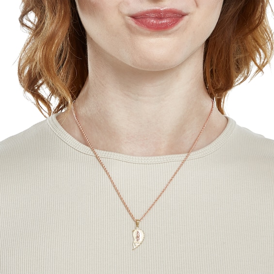 "Te Amo" Breakable Heart Cross Charm in 10K Two-Tone Gold