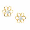 Thumbnail Image 1 of 3mm Lab-Created White Sapphire Flower Earrings in 10K Gold