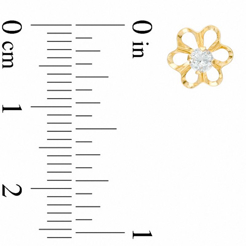 Main Image 2 of 3mm Lab-Created White Sapphire Flower Earrings in 10K Gold