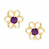3mm Lab-Created Purple Sapphire Flower Stud Earrings in 10K Gold