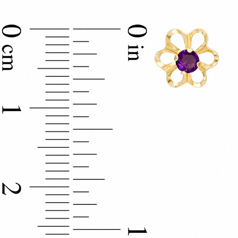 3mm Lab-Created Purple Sapphire Flower Stud Earrings in 10K Gold