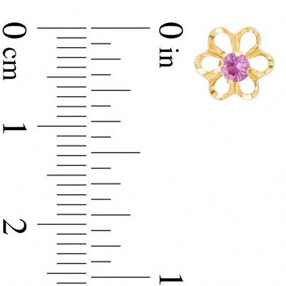 3mm Lab-Created Pink Sapphire Flower Earrings in 10K Gold