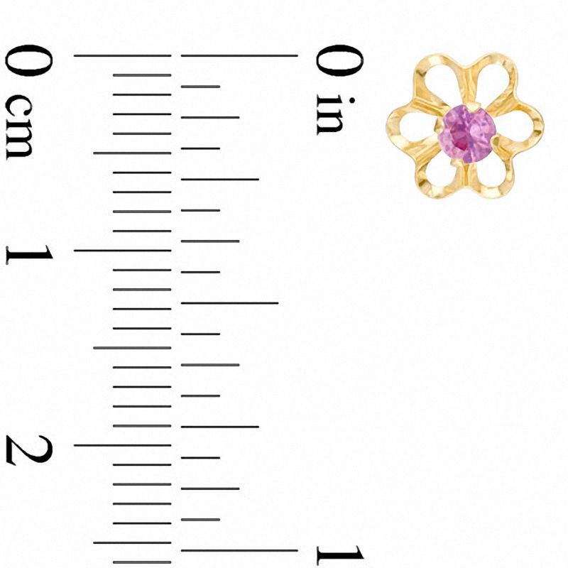 3mm Lab-Created Pink Sapphire Flower Earrings in 10K Gold