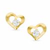 Thumbnail Image 1 of 3mm Lab-Created White Sapphire Heart Earrings in 10K Gold