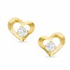 Thumbnail Image 0 of 3mm Lab-Created White Sapphire Heart Earrings in 10K Gold