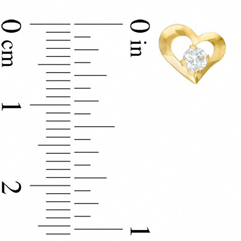 Main Image 2 of 3mm Lab-Created White Sapphire Heart Earrings in 10K Gold