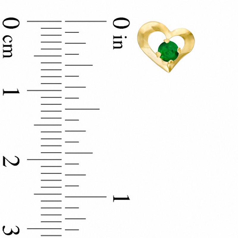 3mm Lab-Created Emerald Heart Earrings in 10K Gold