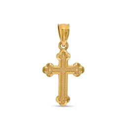 Budded Cross Necklace Charm in 10K Solid Gold