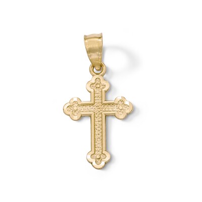 Budded Cross Necklace Charm in 10K Solid Gold
