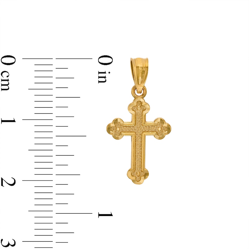 Budded Cross Necklace Charm in 10K Solid Gold