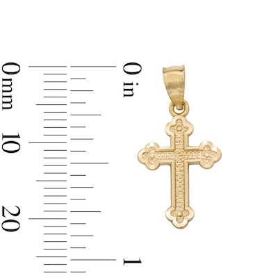 Budded Cross Necklace Charm in 10K Solid Gold