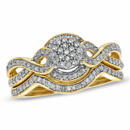 1/3 CT. T.W. Composite Diamond Infinity Shank Bridal Set in 10K Gold