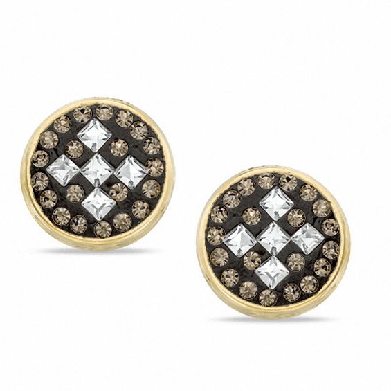 10mm Crystal Stud Earrings in 10K Gold