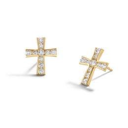 Cubic Zirconia Cross Earrings in 10K Gold