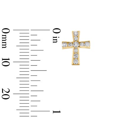 Cubic Zirconia Cross Earrings in 10K Gold
