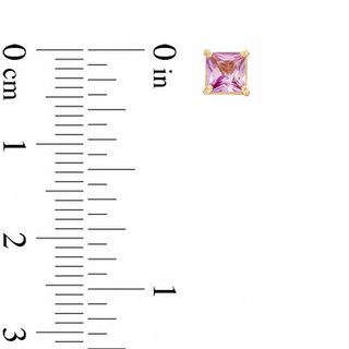 4mm Princess-Cut Lab-Created Pink Sapphire Stud Earrings in 10K Gold