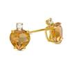 Thumbnail Image 0 of 6mm Heart-Shaped Citrine and Cubic Zirconia Stud Earrings in 10K Gold