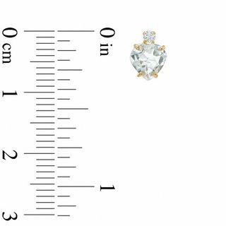 6mm Heart-Shaped White Topaz and Cubic Zirconia Stud Earrings in 10K Gold