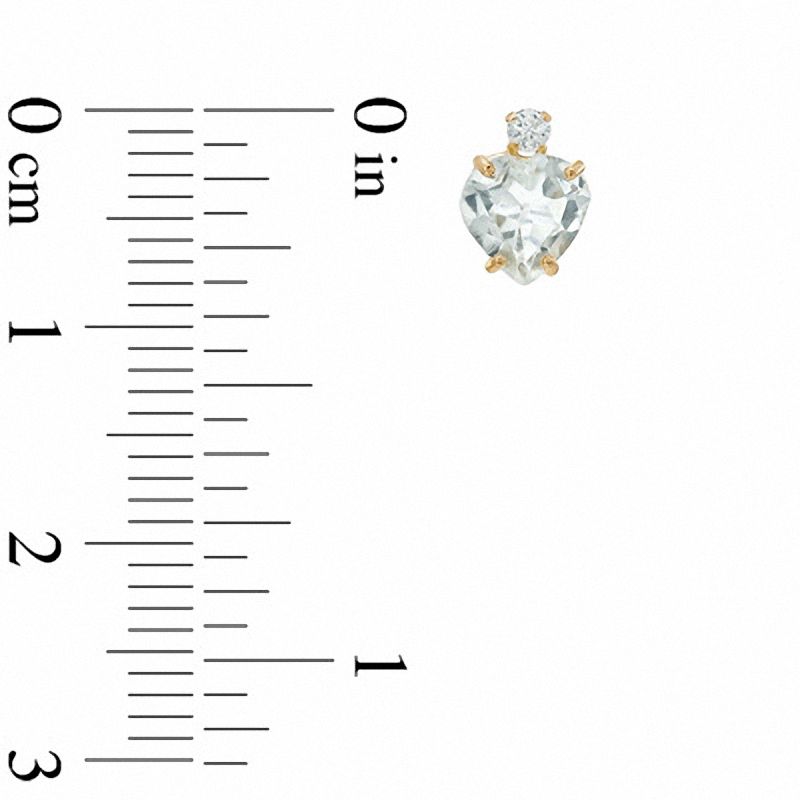 Main Image 2 of 6mm Heart-Shaped White Topaz and Cubic Zirconia Stud Earrings in 10K Gold
