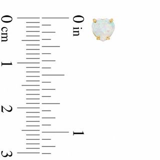 5mm Heart-Shaped Lab-Created Opal Stud Earrings in 10K Gold