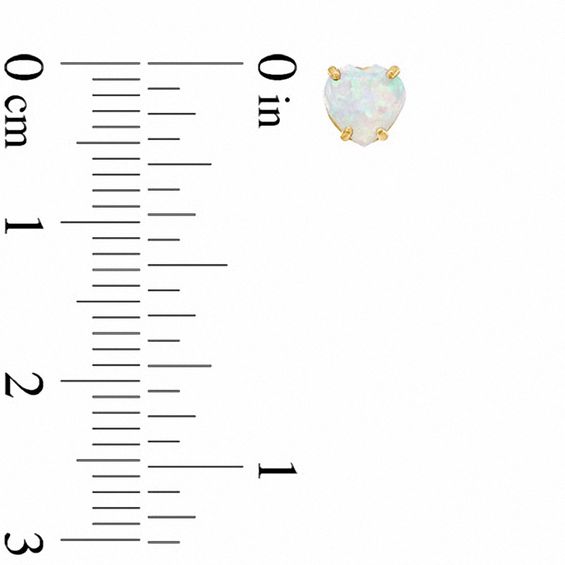 5mm Heart-Shaped Lab-Created Opal Stud Earrings in 10K Gold
