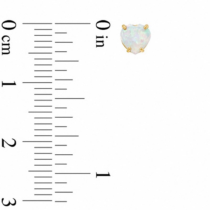 Main Image 2 of 5mm Heart-Shaped Lab-Created Opal Stud Earrings in 10K Gold