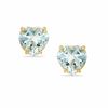 Thumbnail Image 0 of 5mm Heart-Shaped Aquamarine Stud Earrings in 10K White Gold with CZ