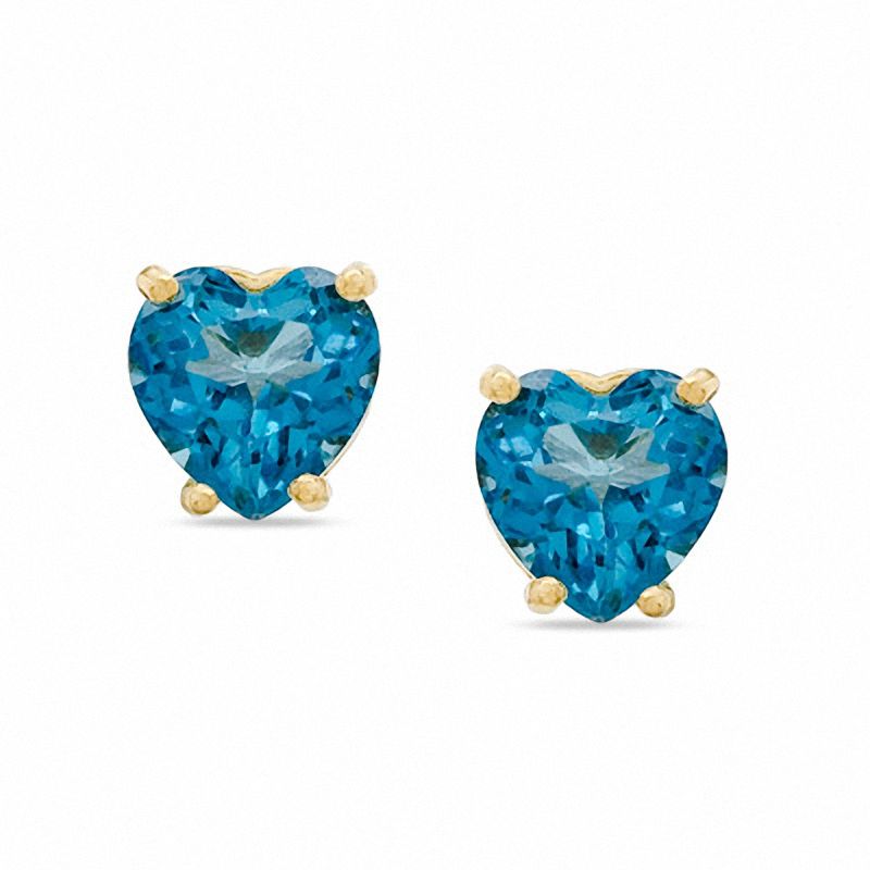 Main Image 1 of 5mm Blue Topaz Stud Earrings in 10K Gold