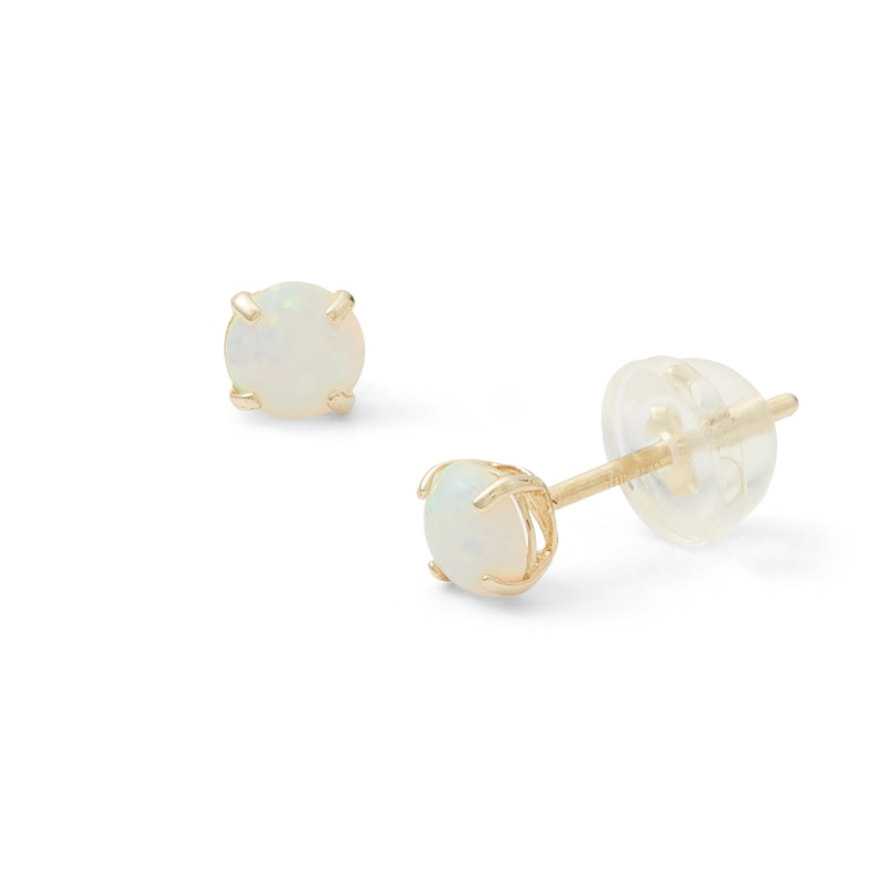 4mm Lab-Created Opal Stud Earrings in 10K Gold