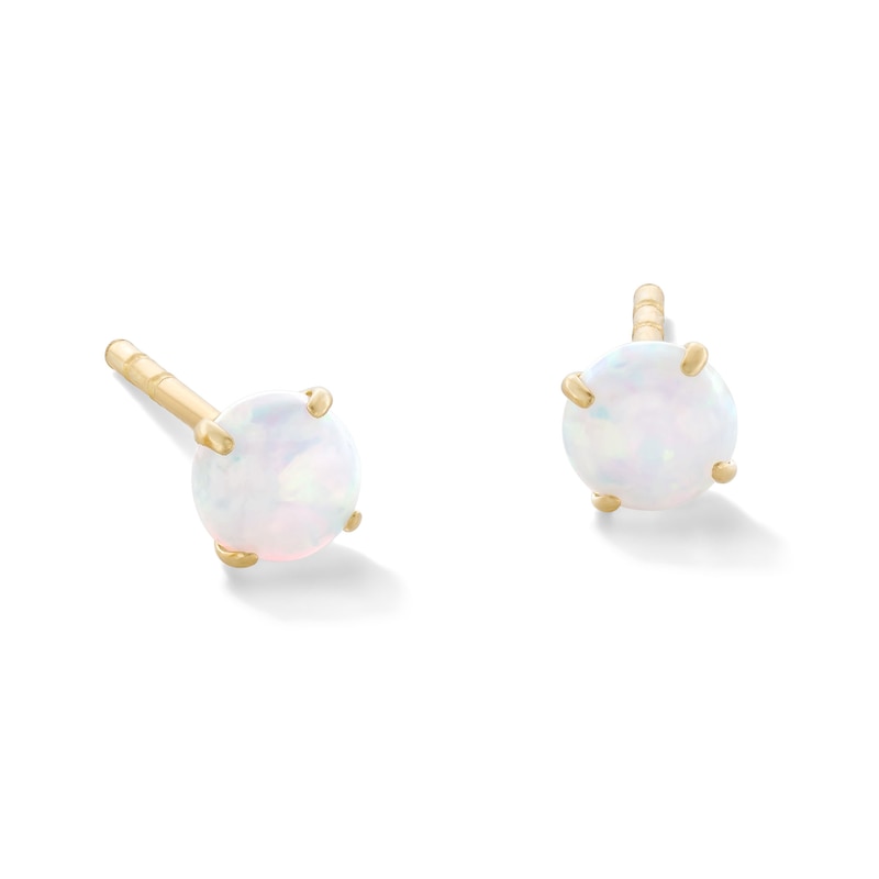 4mm Lab-Created Opal Stud Earrings in 10K Gold