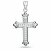 Thumbnail Image 1 of Diamond-Cut Flared Ends Cross Charm in Sterling Silver