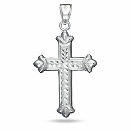 Diamond-Cut Flared Ends Cross Charm in Sterling Silver