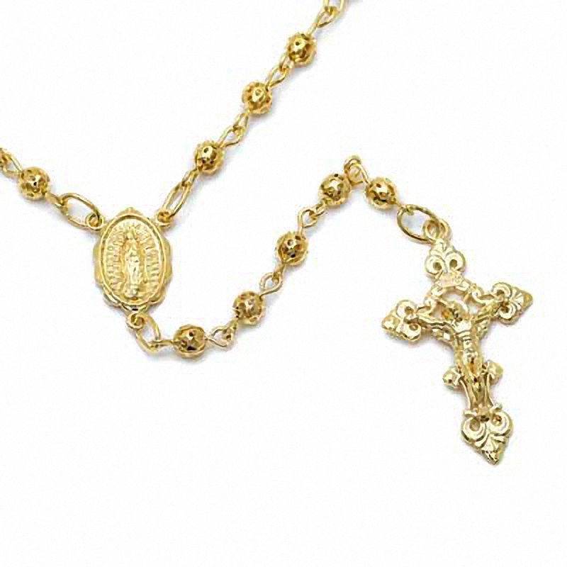 Main Image 1 of Rosary Necklace in Brass with 14K Gold Plate - 24"