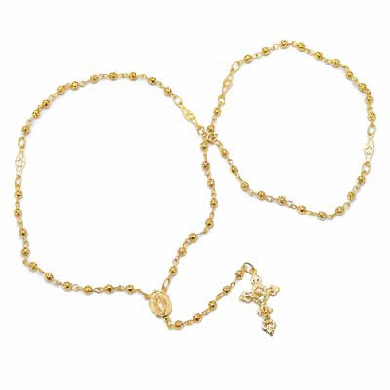 Main Image 2 of Rosary Necklace in Brass with 14K Gold Plate - 24"