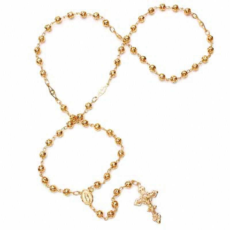 Main Image 2 of Rosary Necklace in Brass with 14K Gold Plate - 26"