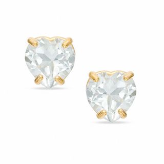 5mm Heart-Shaped White Topaz Stud Earrings in 10K White Gold