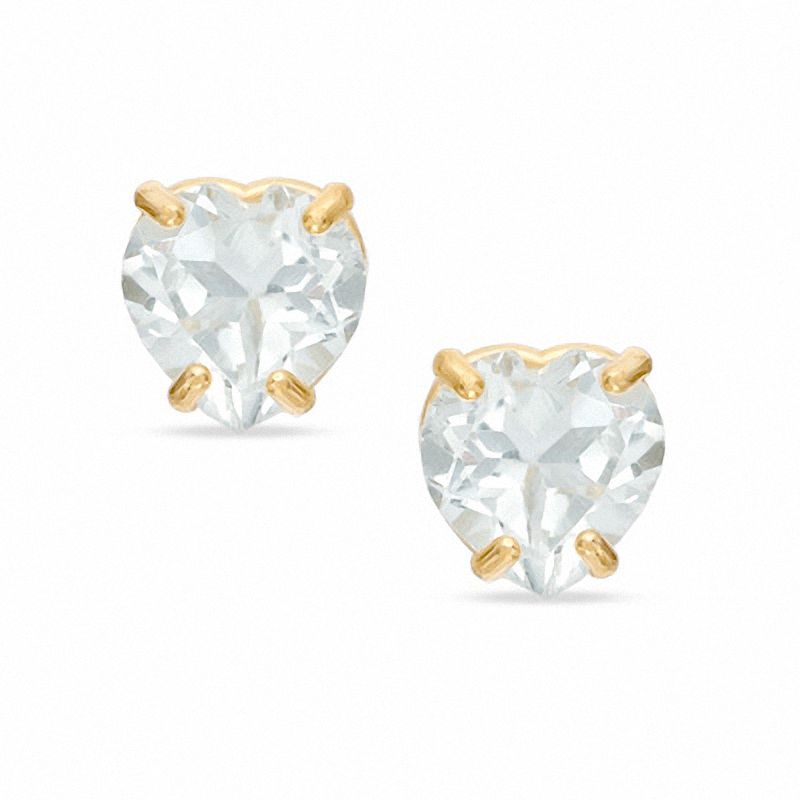 Main Image 1 of 5mm Heart-Shaped White Topaz Stud Earrings in 10K White Gold