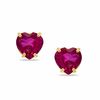 Thumbnail Image 1 of 5mm Heart-Shaped Lab-Created Ruby Stud Earrings in 10K Gold