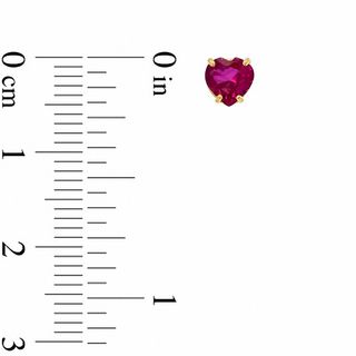 5mm Heart-Shaped Lab-Created Ruby Stud Earrings in 10K Gold