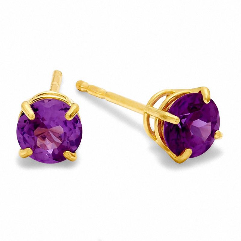 Main Image 1 of 4mm Lab-Created Alexandrite Stud Earrings in 10K Gold