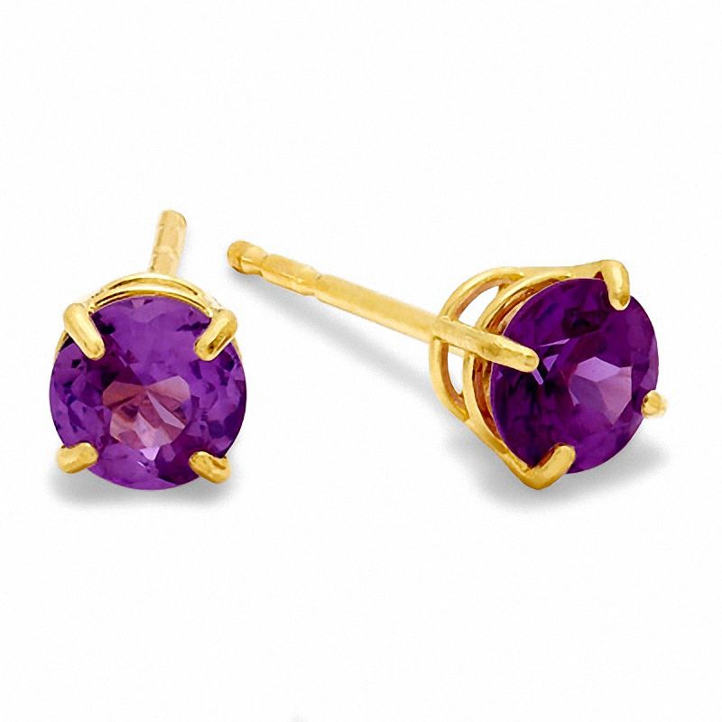 4mm Lab-Created Alexandrite Stud Earrings in 10K Gold