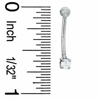 016 Gauge Curved Barbell with Cubic Zirconia in 10K White Gold