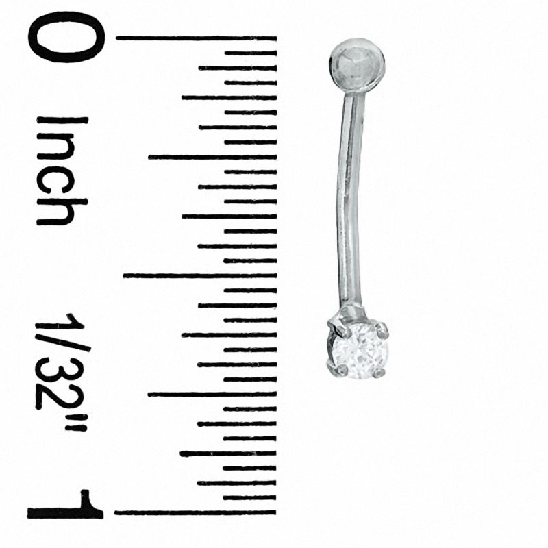 016 Gauge Curved Barbell with Cubic Zirconia in 10K White Gold