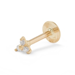 016 Gauge Labret with Cubic Zirconia in Solid 10K Gold