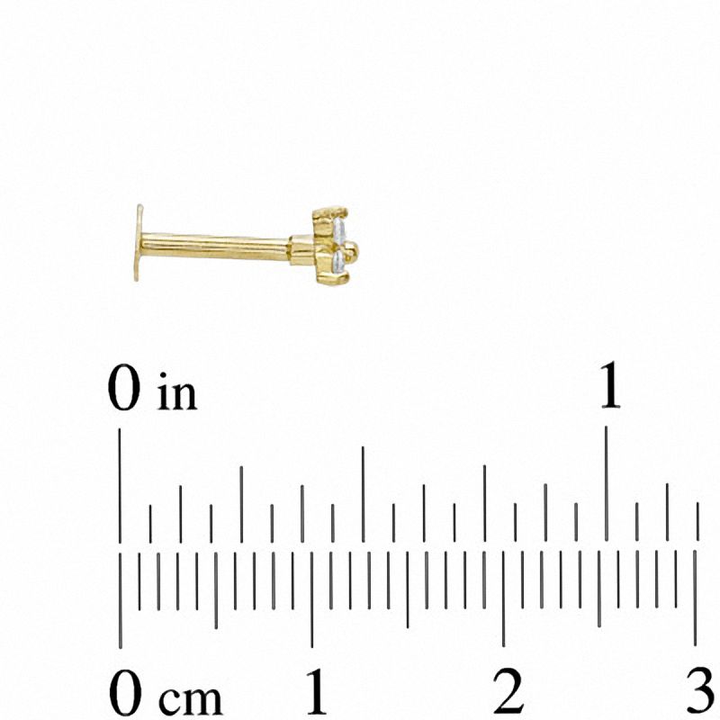 Main Image 2 of 10K Solid Gold CZ Triangle Stud - 16G 5/16"