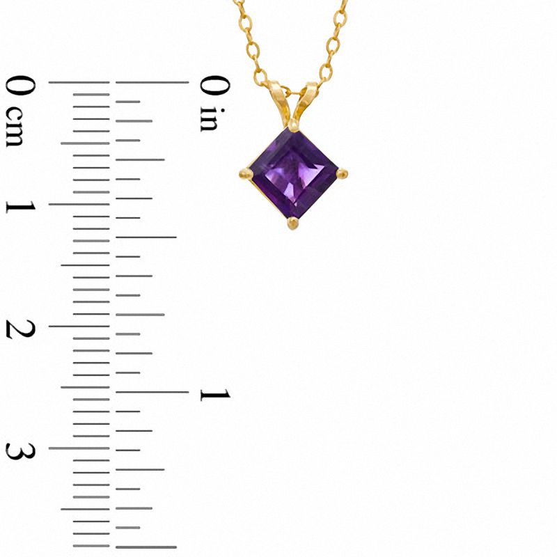 Main Image 2 of 6.0mm Princess-Cut Amethyst Pendant in 10K Gold