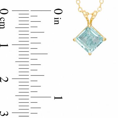 6.0mm Princess-Cut Aquamarine Pendant in 10K Gold